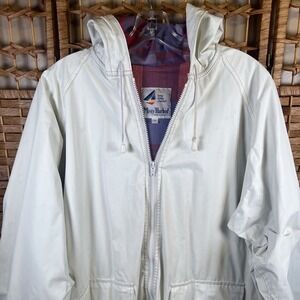 MISTY HARBOR PVC Hooded Rain Coat Jacket Slicker w/plaid lining Sz Unisex 1XL